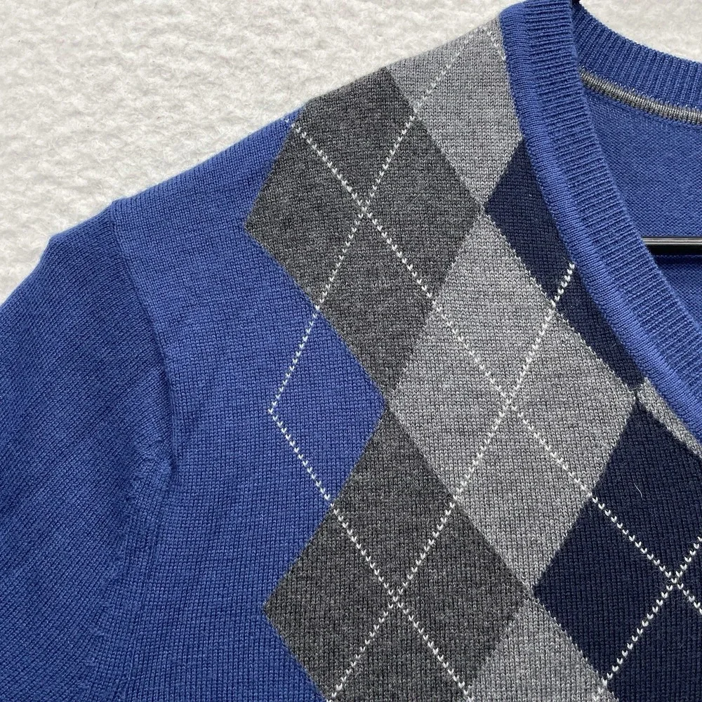 Banana Republic Sweater Mens XL Extra Fine Merino Wool Argyle Lightweight Preppy